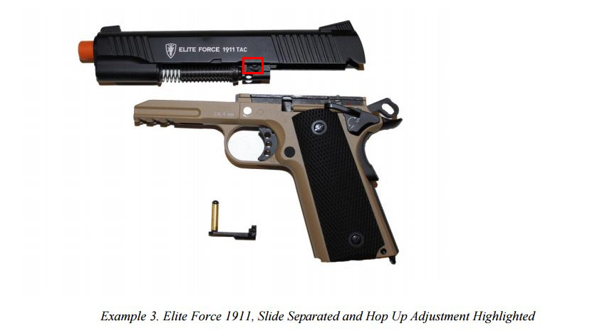 1911 Airsoft Pistol with Slide Separated